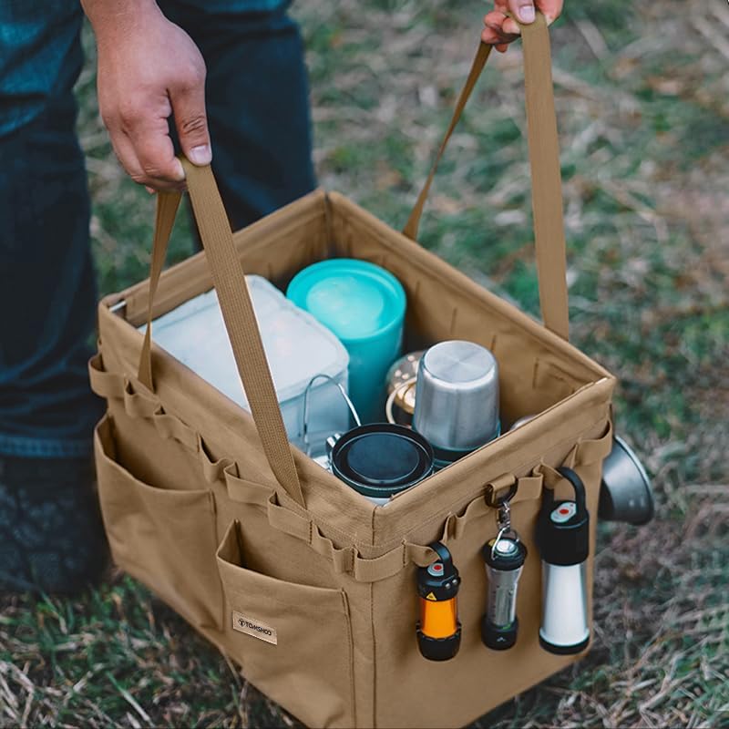 Miniatura 6 de TOMSHOO Bolsa de almacenamiento para campamento con asas, bolsa de herramientas de 25 litros, plegable, bolsas tácticas para jardín al aire libre,