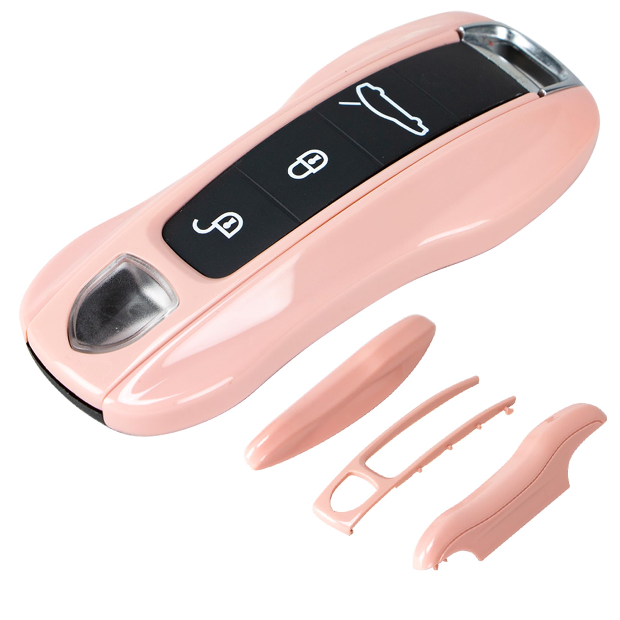 AeroBon 3-Piece Painted Key Fob Cover Compatible with Porsche Key Shell, Key Fob Shell Replacement (MK2, Morandi Pink)