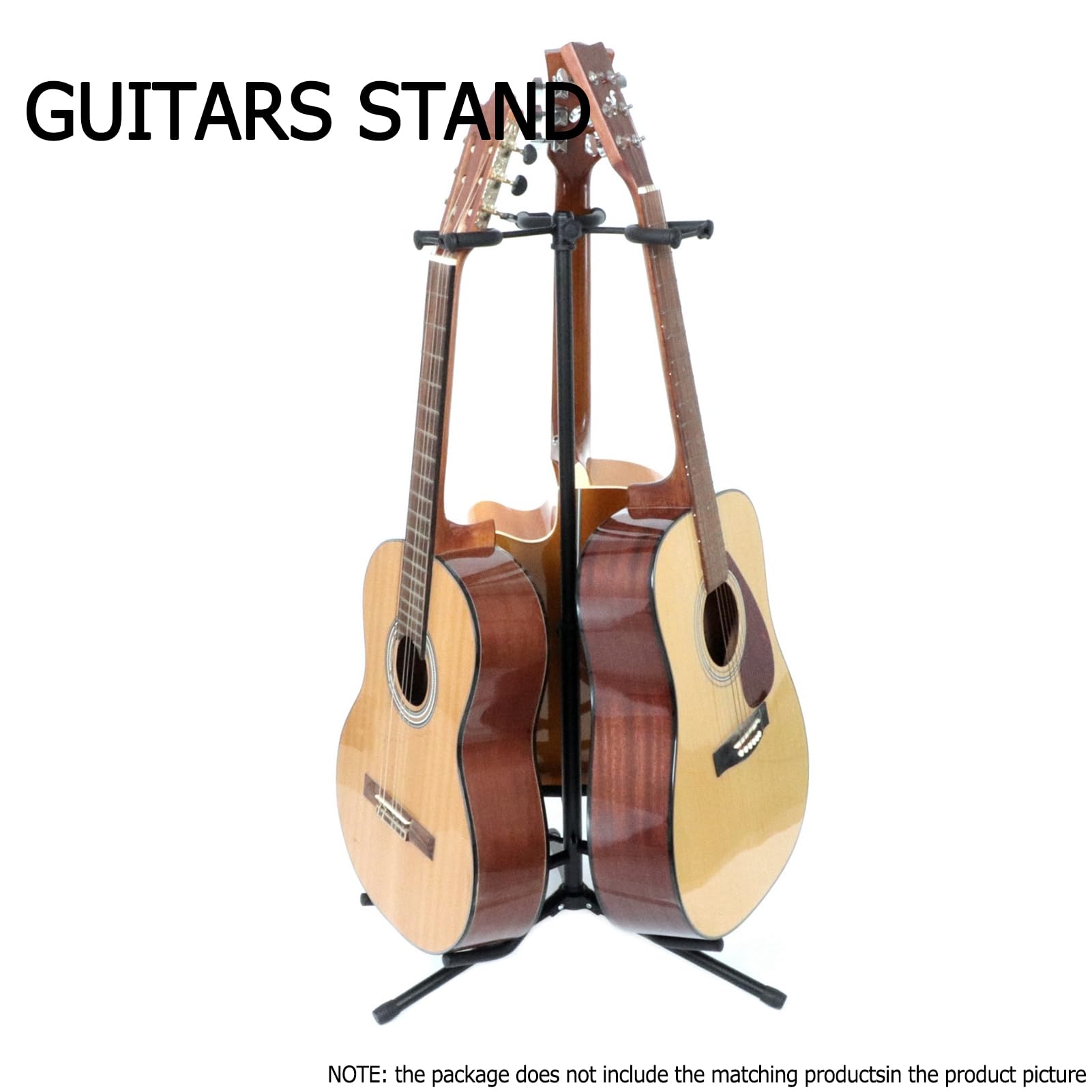 Buhelyc Soporte De Guitarra Plegable, Soporte Guitarra Suelo para El Soporte del Trípode, para Tres Guitarras, La Altura Es Ajustable, para Espectáculo Escénico, Fácil De Instalar, Negro