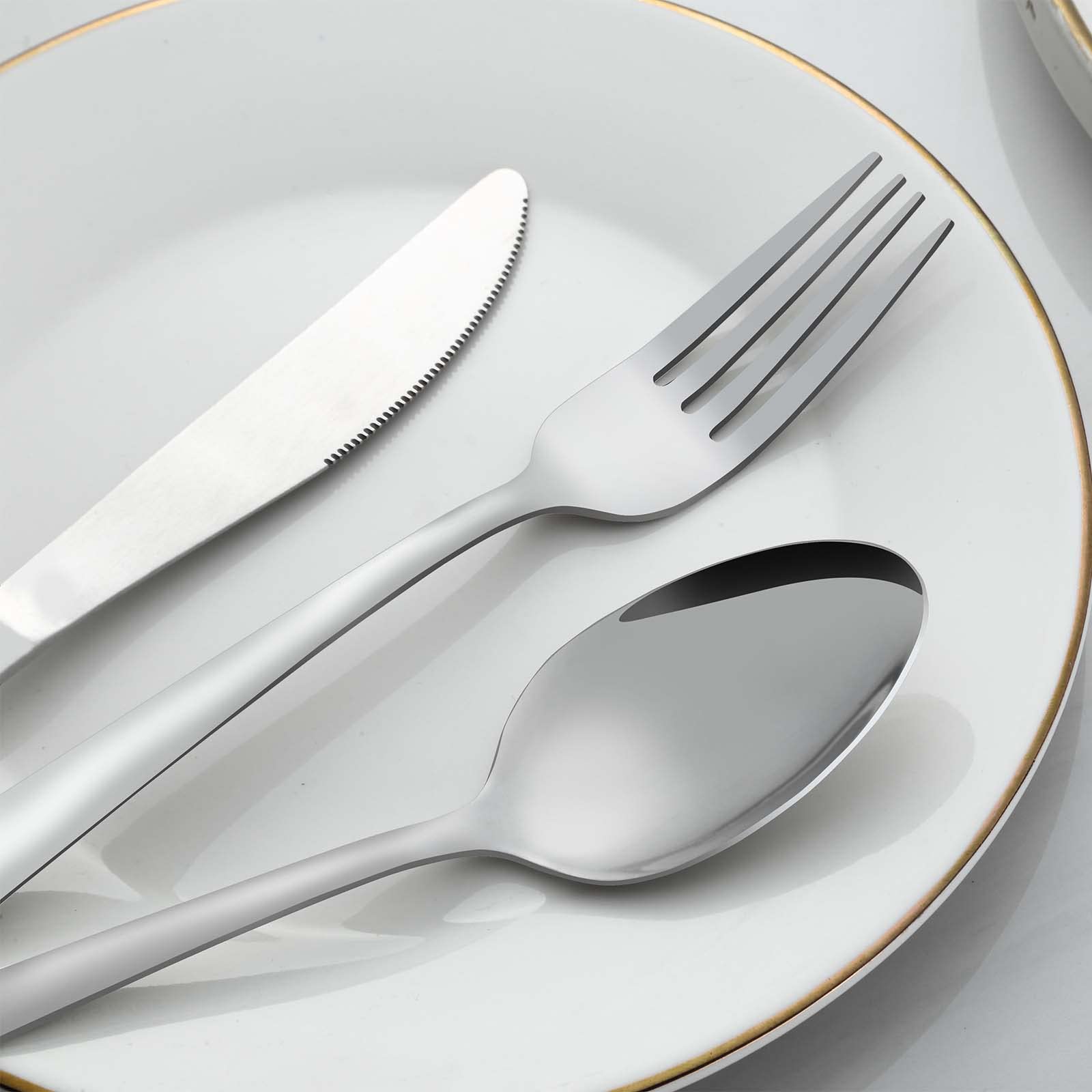 24 Pcs Forks and Spoons Silverware Set, Food Grade Stainless Steel Flatware Cutlery Set for Home, Kitchen and Restaurant, 12 Dinner Forks and Dinner Spoons, Mirror Polished & Dishwasher Safe — Amazon image 3