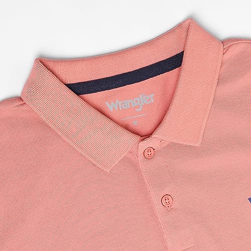 Image of Wrangler Men's Color Block Pink Collared Neck T-Shirt