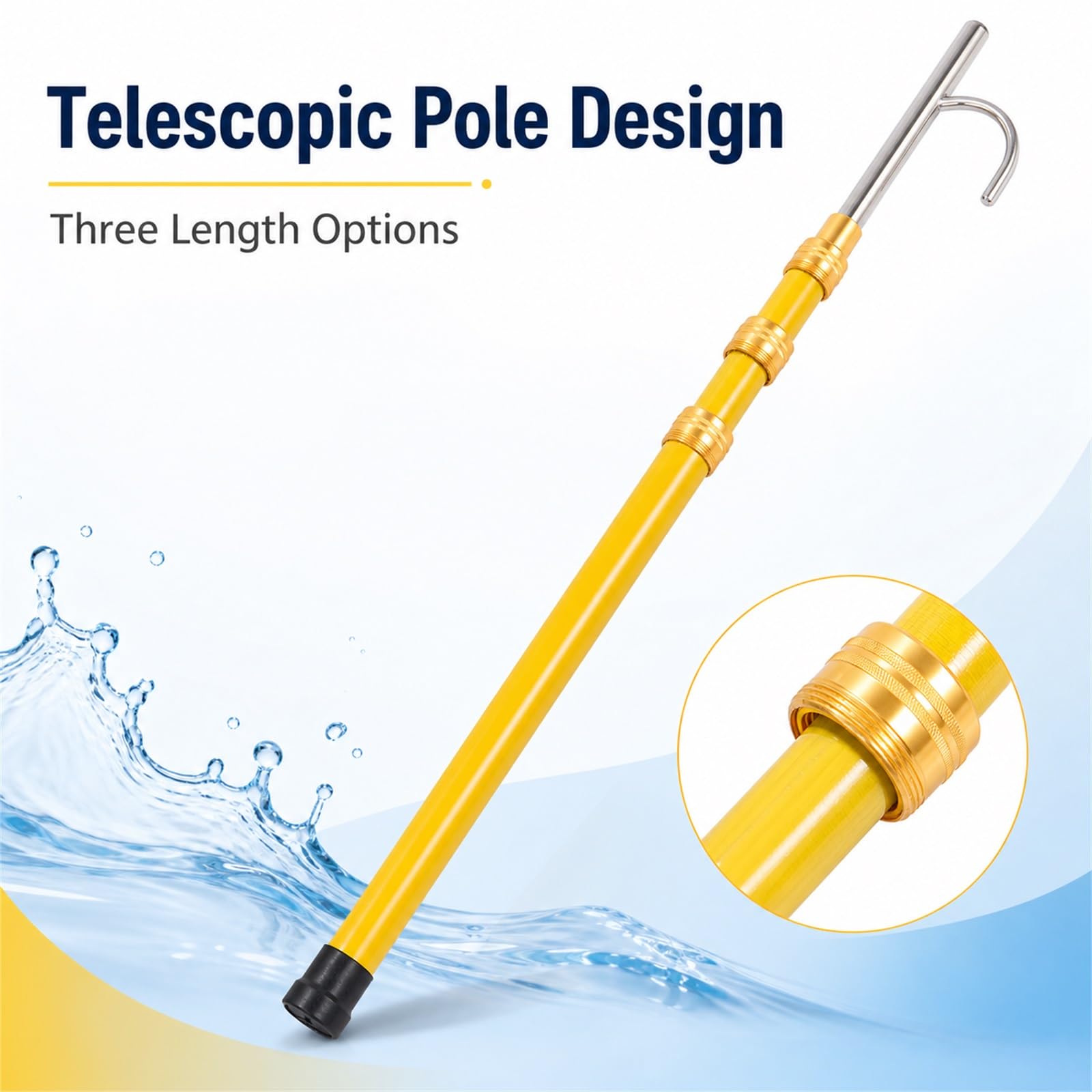 Asta telescopica per Gancio da Barca,Mezzos Marinaio Nautico ad Alta Resistenza,Asta telescopica nauticas con Gancio,Rust Resistant,Lightweight,per ormeggi e Accessori