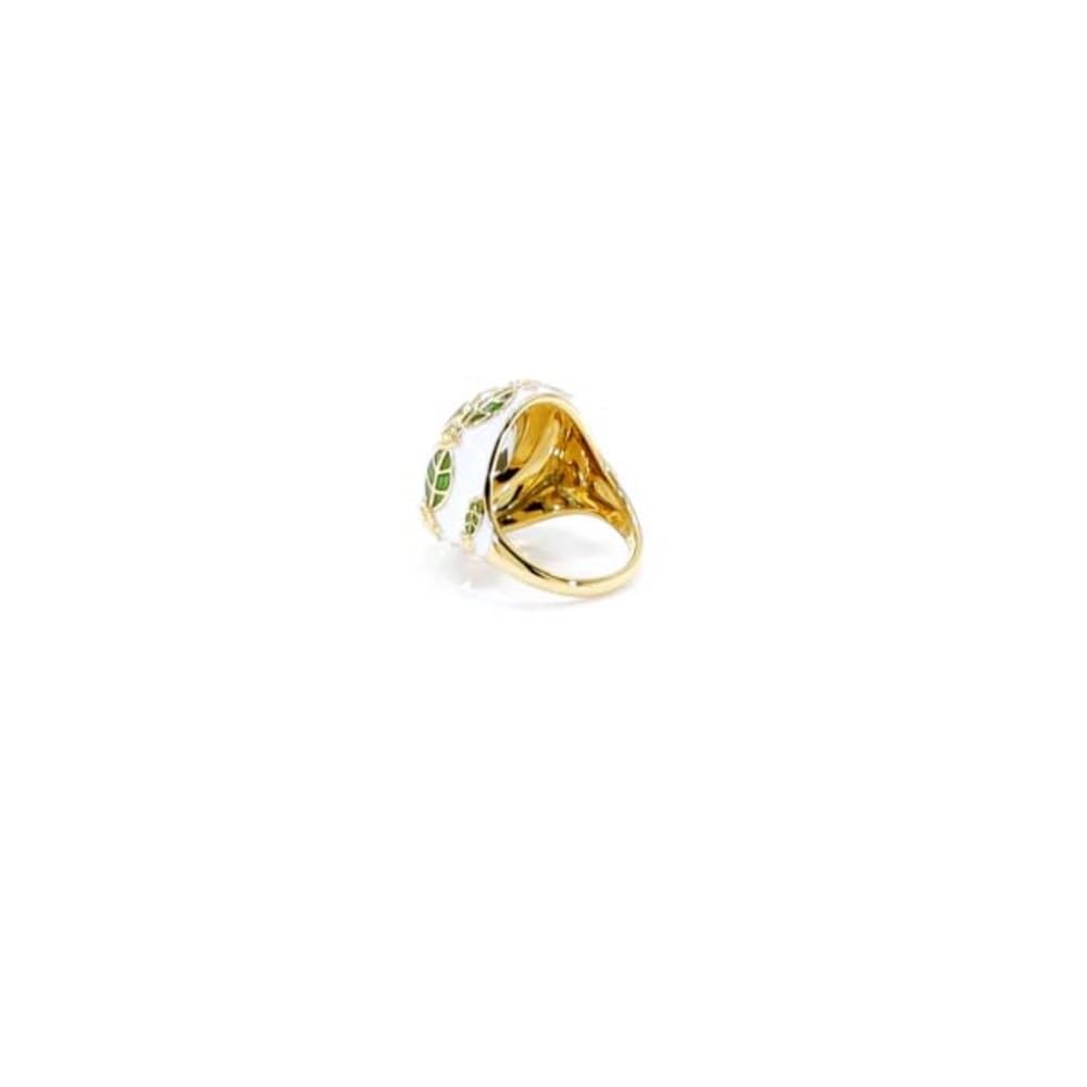 Cavill Grüner Amethyst Ring 4,5 ct Ovalschliff, 925 Sterling Silber vergoldet mit Blatt- und Blumenmotiven, Schmuck mit ovalschnitt Edelstein aus Brasilien, 17-20 Gr.