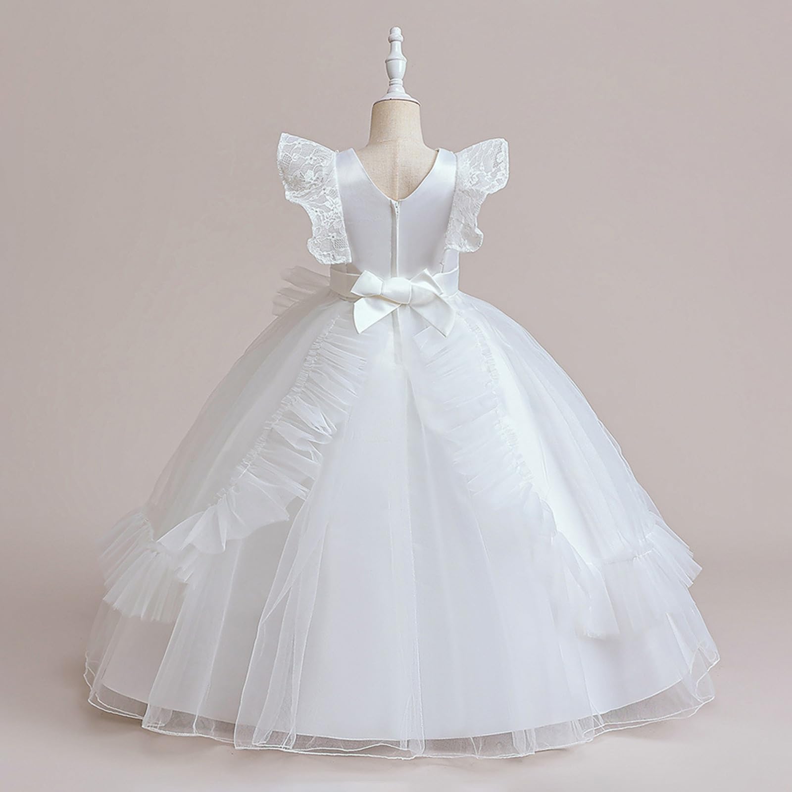 Generisch Kinder Kinder Mädchen Sommer Ärmellose Spitze Bowknot Mesh Lange Prinzessin Kleid Klavier Leistung Kleid