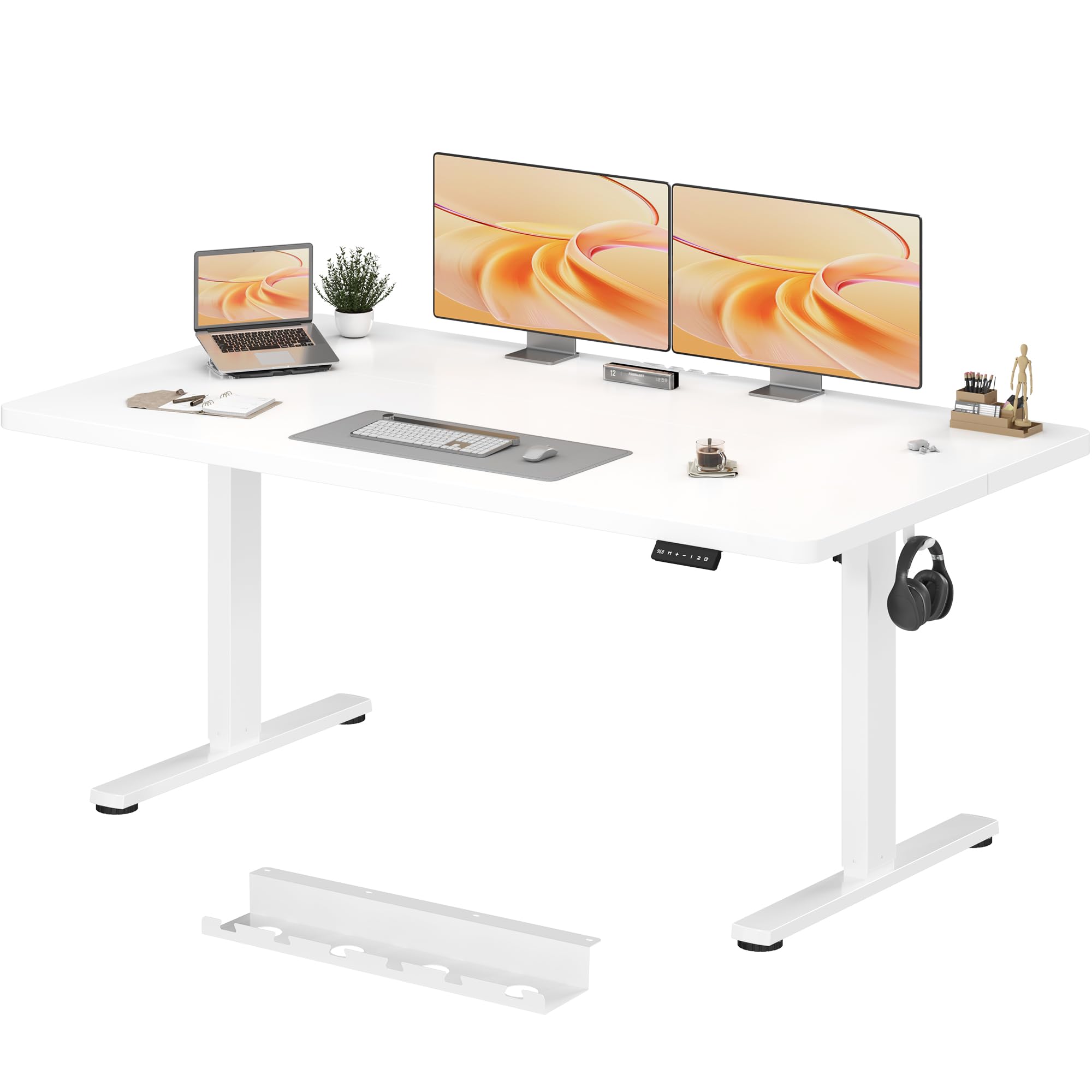 JUMMICO Scrivania Elettrica Regolabile in Altezza con Passacavi,160 x 80 cm Pannello di controllo a 6 tasti con gancio,Scrivania Ergonomica per Casa e Ufficio,Scrivania PC & Standing Desk, Bianca