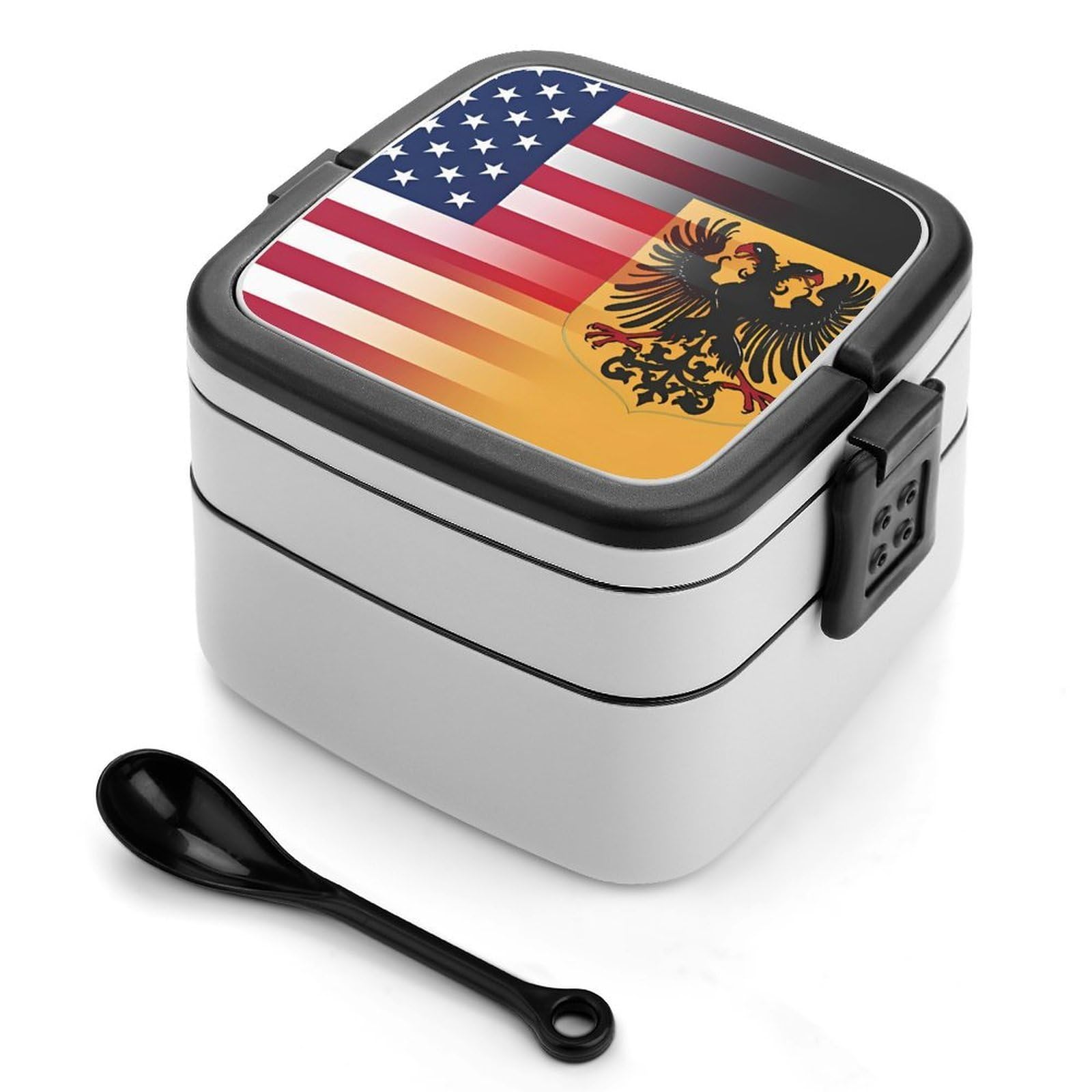 CGSBNGHA U.S. And German Flag Bento Lunch Box 2 Layer Lunchbox Food Container for Adults Office