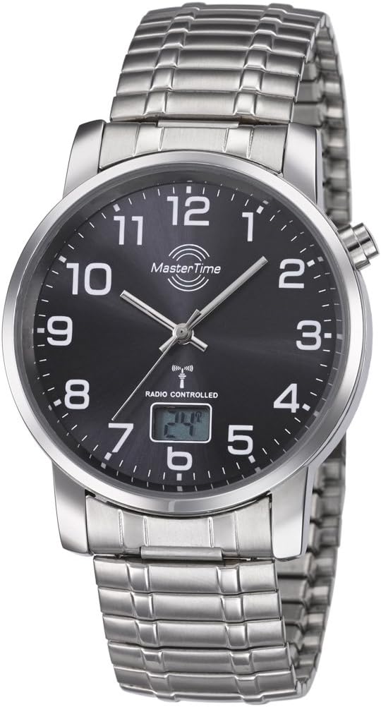Series MTGA-10308-22M Men's Radio-Controlled Watch with Cord Pull, Stainless Steel Strap Watch