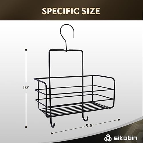 Miniatura 4 de Estante organizador de estante de ducha, paquete de 3 con gancho, autoadhesivo, color negro, estantes de almacenamiento de pared para baño, cesta