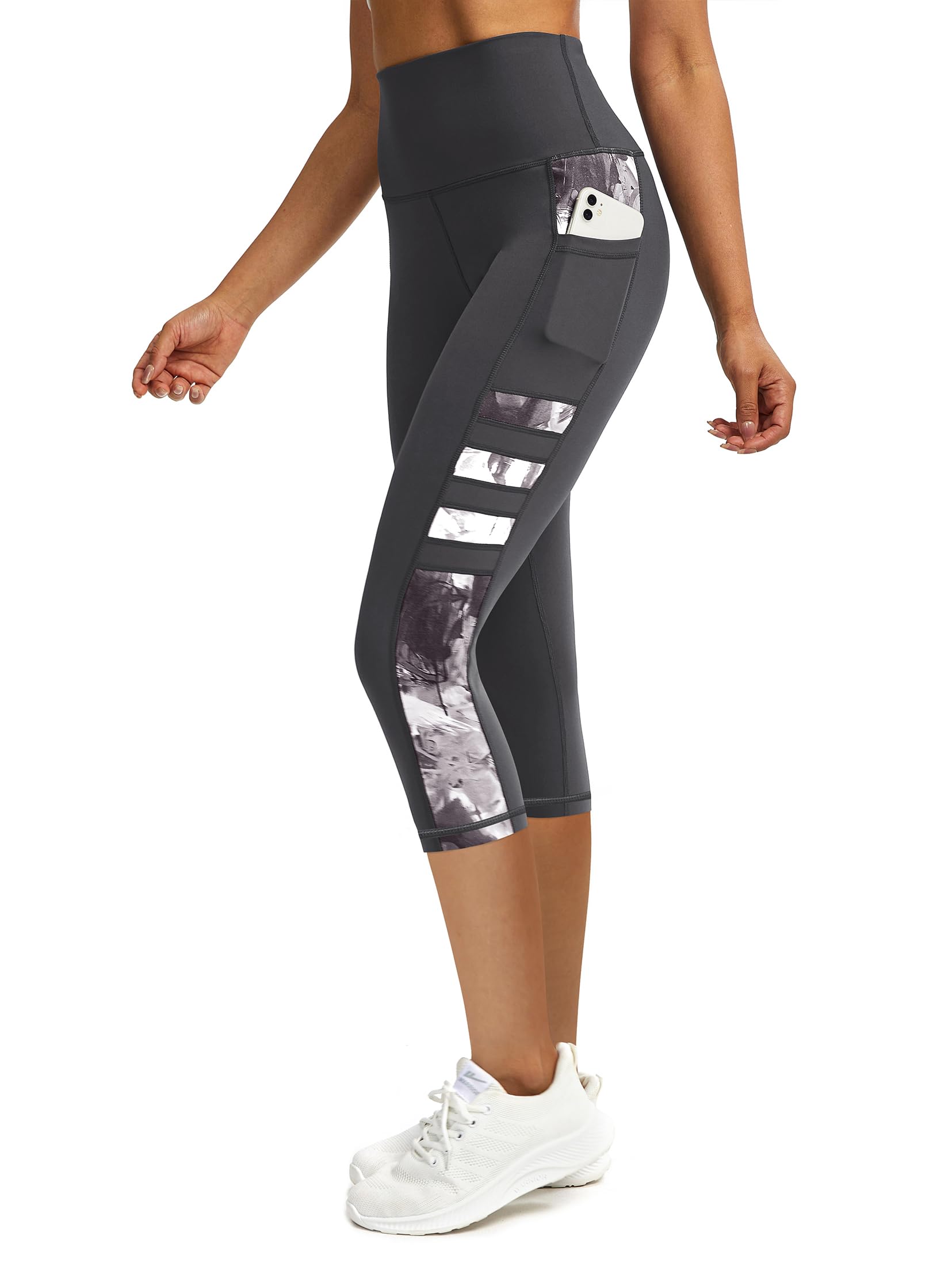 Legging de sport pour femme avec poches, opaque, taille haute, pantalon de fitness 3/4, pantalon de course, legging de gym