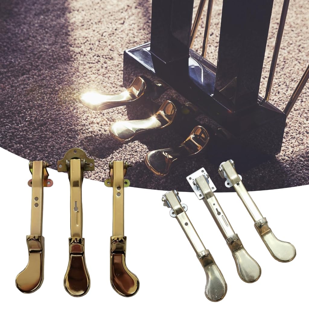 Greabuy 3Pcs Uprights Piano Pedals Replacement Piano Foot Pedal Musical Instrument Piano Sustains Pedal for Uprights Piano Parts