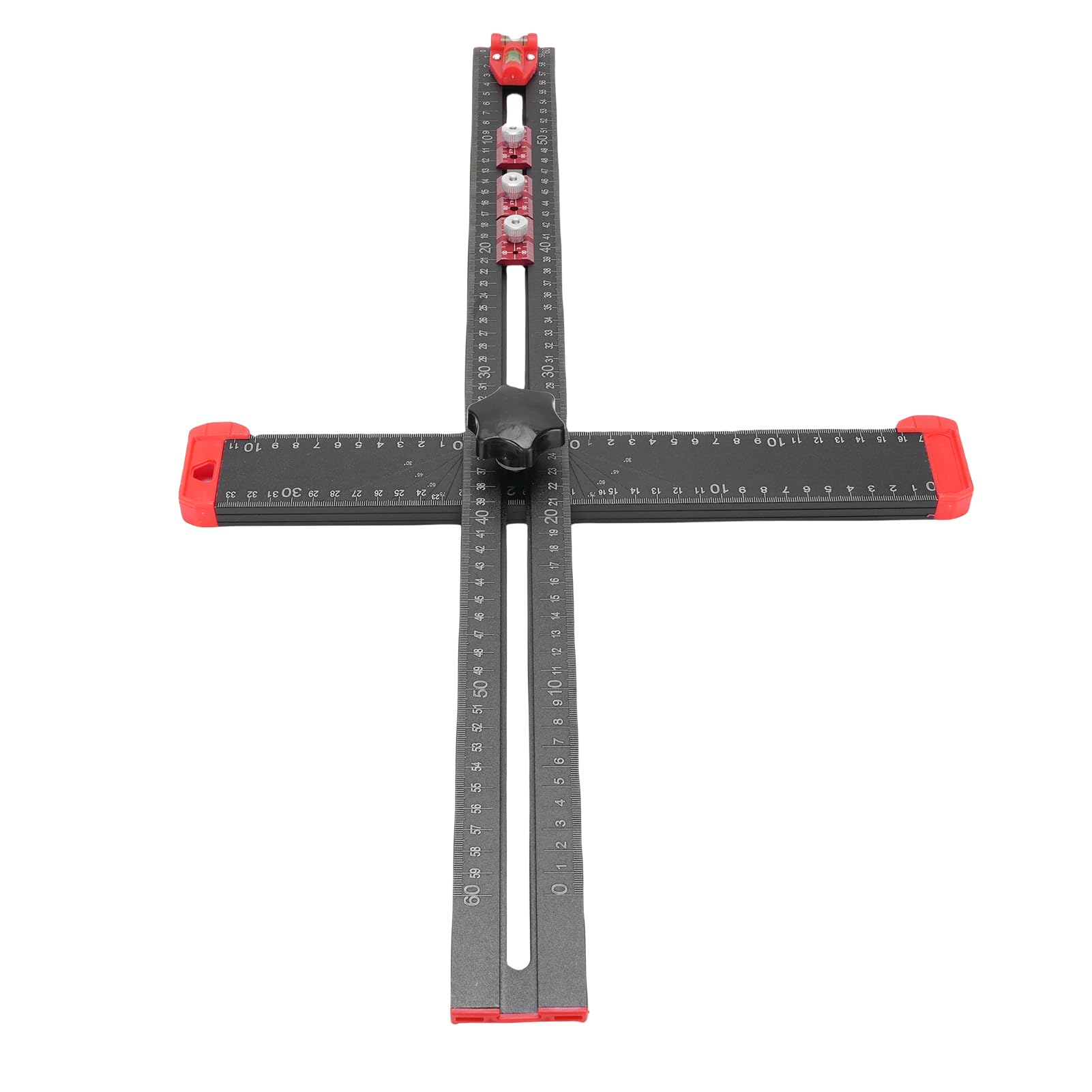 Squadra a T per la Lavorazione del Legno da 60 Cm, Lega di Alluminio con Livelle a Bolla, Strumento di Foratura di Precisione per Installazione di Mobili e Carpenteria