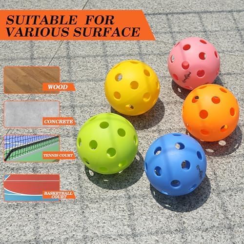 Miniatura 6 de Pelotas de pickleball para interiores, resistentes a las grietas, 26 agujeros, paquete de 6, paquete de 12 unidades, fabricadas según los estándares
