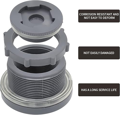Miniatura 3 de Adaptador de mamparo NPT de 2 pulgadas, adaptador de mamparo de PVC, conector de tanque de agua, doble roscado con tapones para barriles de lluvia,