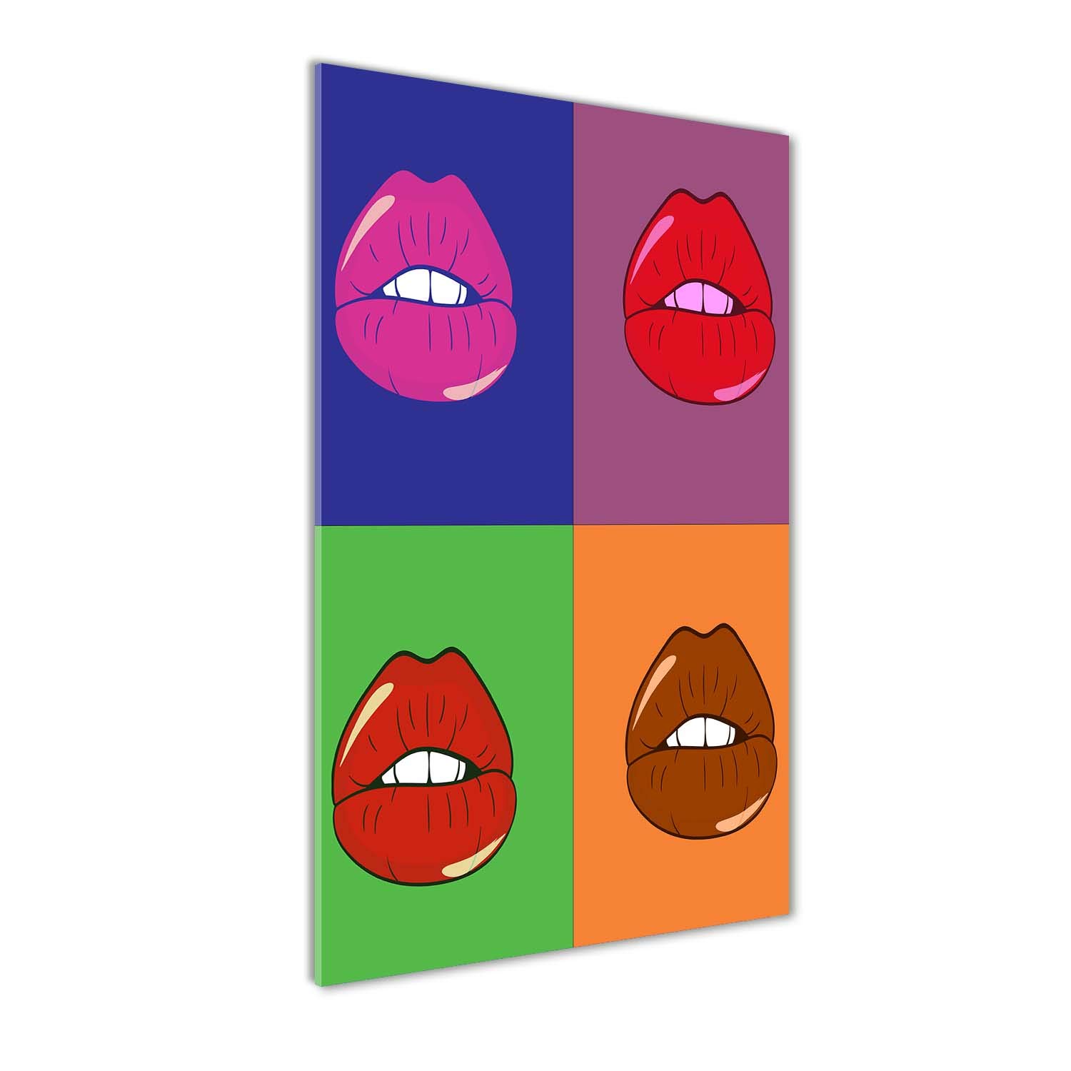 Tableau peinture sur verre trempé 70x140 cm motif lèvres colorées pour chambre adolescents