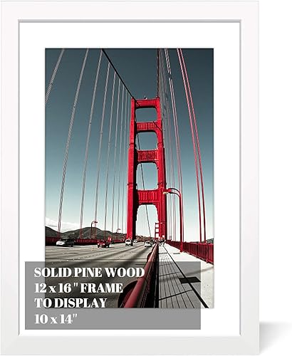 Marco de 12 x 16 pulgadas para cuadros de pintura de diamante, marcos para pósteres de madera maciza, exhibe fotos de 10 x 14 con paspartú o de 12 x