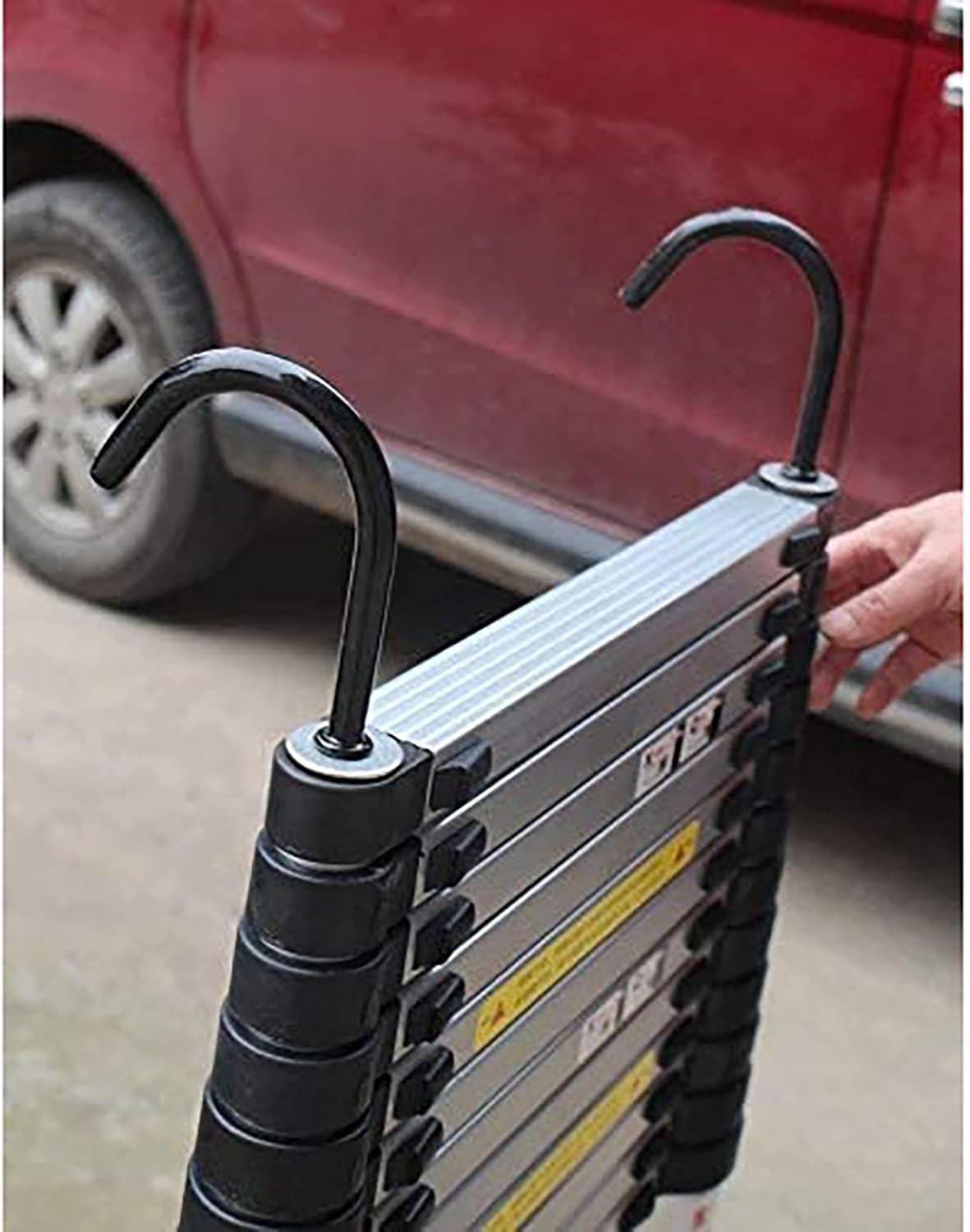 Ladders,Aluminumextension Ladder 2M/3M/4M/5M/6M/7M Tall, Portablecopiladder,with Roof Hook for DIY Tool Climb Home Builders Attic Work Place, Load 150Kg/2.0M/6.6Ft