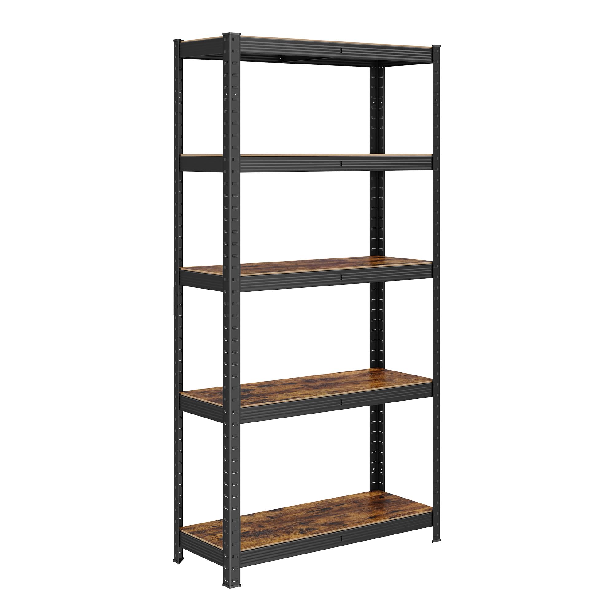 SONGMICS Étagère de Rangement à 5 Niveaux, 30 x 75 x 150 cm, Capacité 650 kg, Planches Réglables, Style Industriel, pour Cuisine, Salon, Marron Rustique et Noir GLR030B01