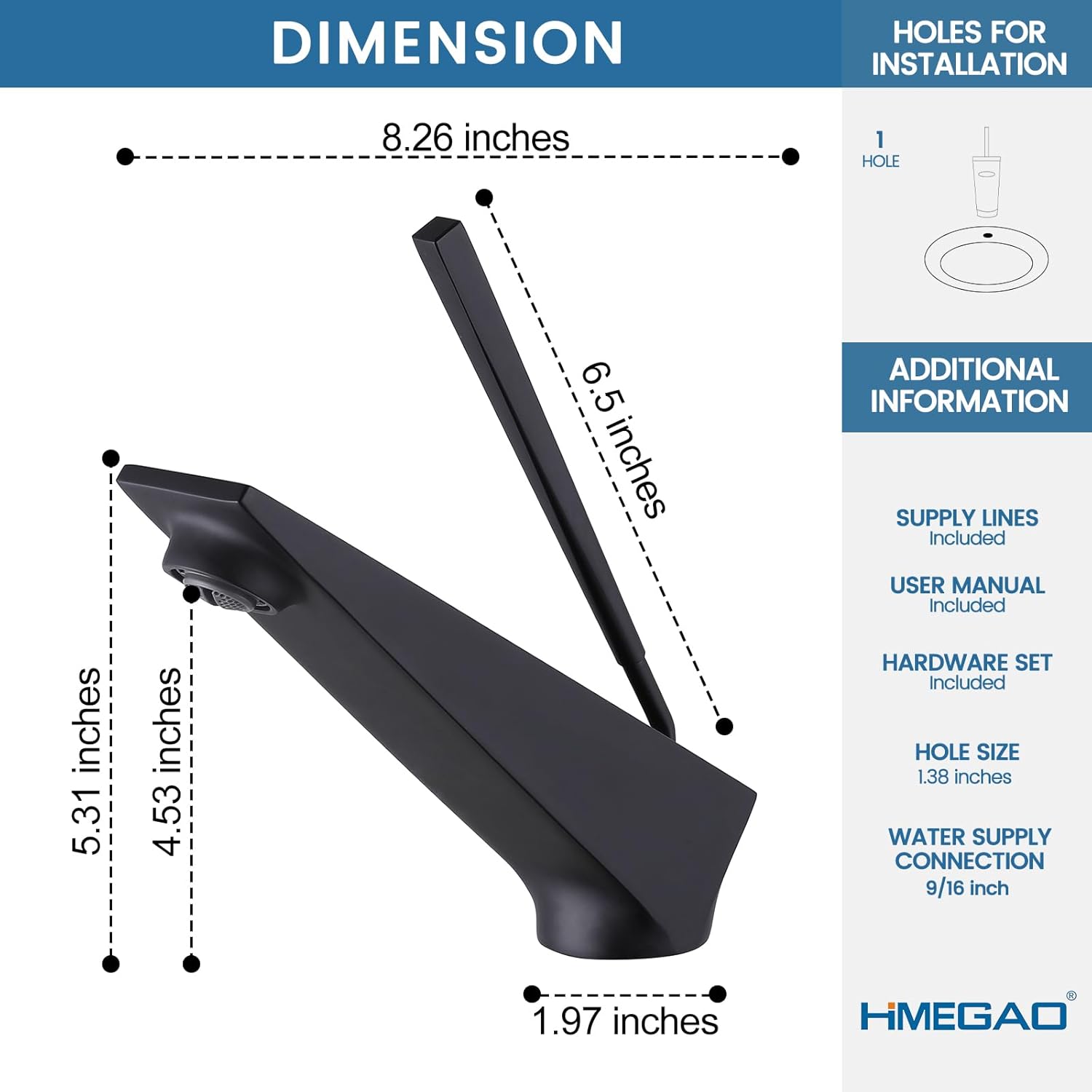 Bathroom Sink Faucet Matte Black, Single Handle Brass Sink Faucet with Unique Design, Single Hole Basin Mixer for Lavatory, Vanity, RV, Modern Farmhouse, Suitable for 1 Hole