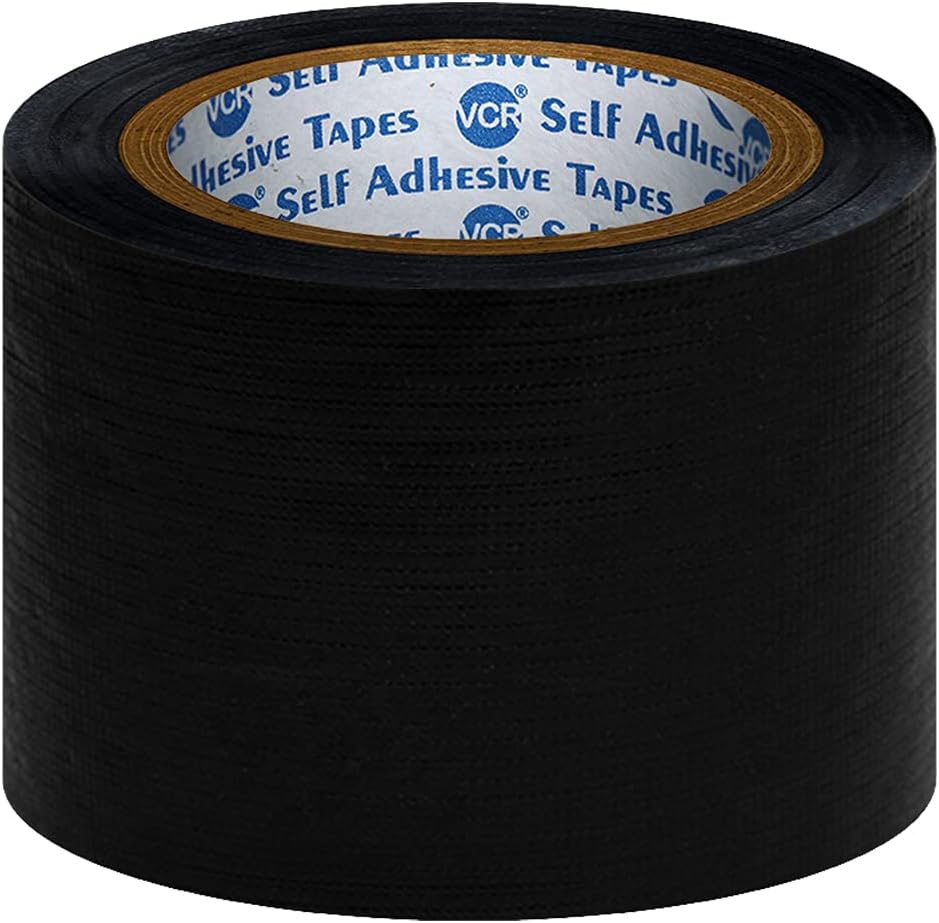 VCR Black Duct Tape - 18 Meters in Length 72mm / 3" Width - 1 Roll Per Pack - Strong Book Binding Tape - Waterproof Heavy Duty Duct Tape