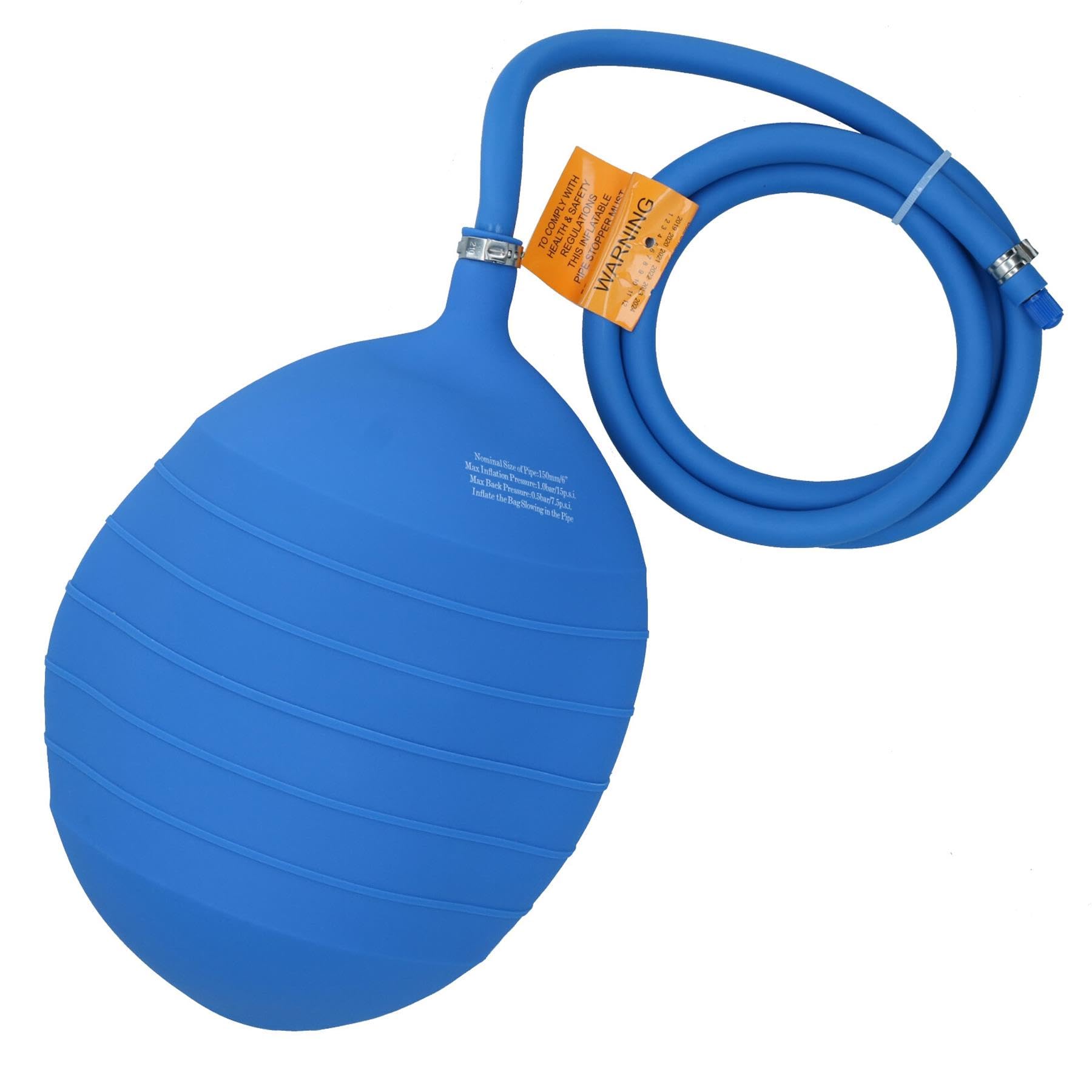 Ab Tools Blue Pvc Sealing Inflatable Test Air Bag 6" (150Mm) Drain Pipe Bung Plug Plumbing