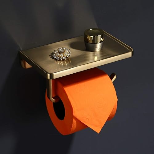 Miniatura 5 de Grifo de baño dorado cepillado con conjunto de drenaje desplegable y soporte de papel higiénico, 2 manijas de 8 pulgadas, dispensador de papel en