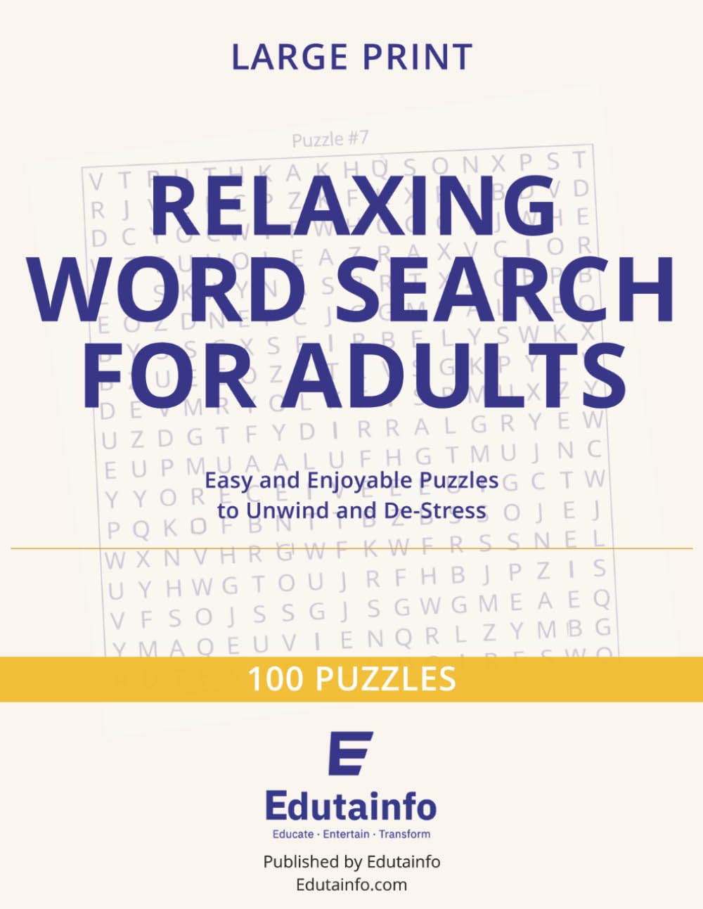 Relaxing Word Search for Adults (Large Print): Easy and Enjoyable Puzzles to Unwind and De-Stress