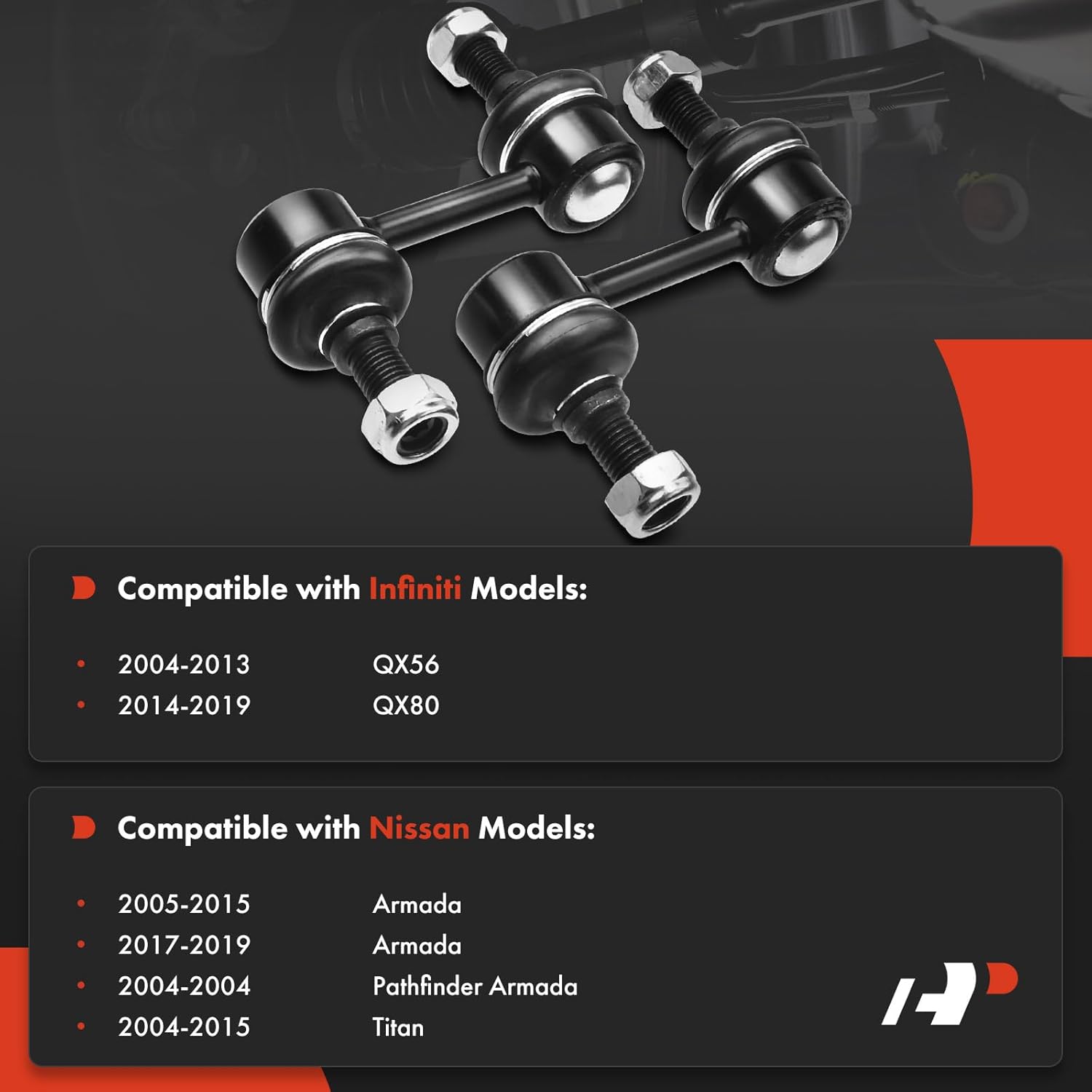 A-Premium 2 x Front Sway Bar Links Stabilizer Bar Links, Compatible with Nissan Pathfinder Armada 2004, Titan 2004-2015, Armada 2005-2019, Infiniti QX80 2014-2019, QX56 2004-2013