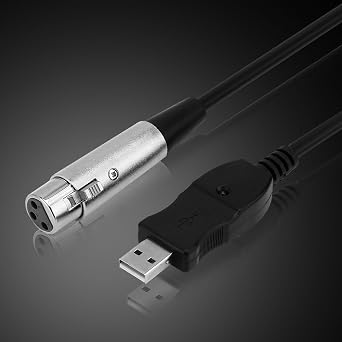 USB Male to XLR Female Microphone Mic Studio Audio Link Cable Adapter Black