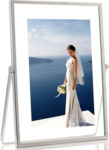 Lawrence Frames Marco de fotos flotante con caballete de metal, 4 x 6, color plateado
