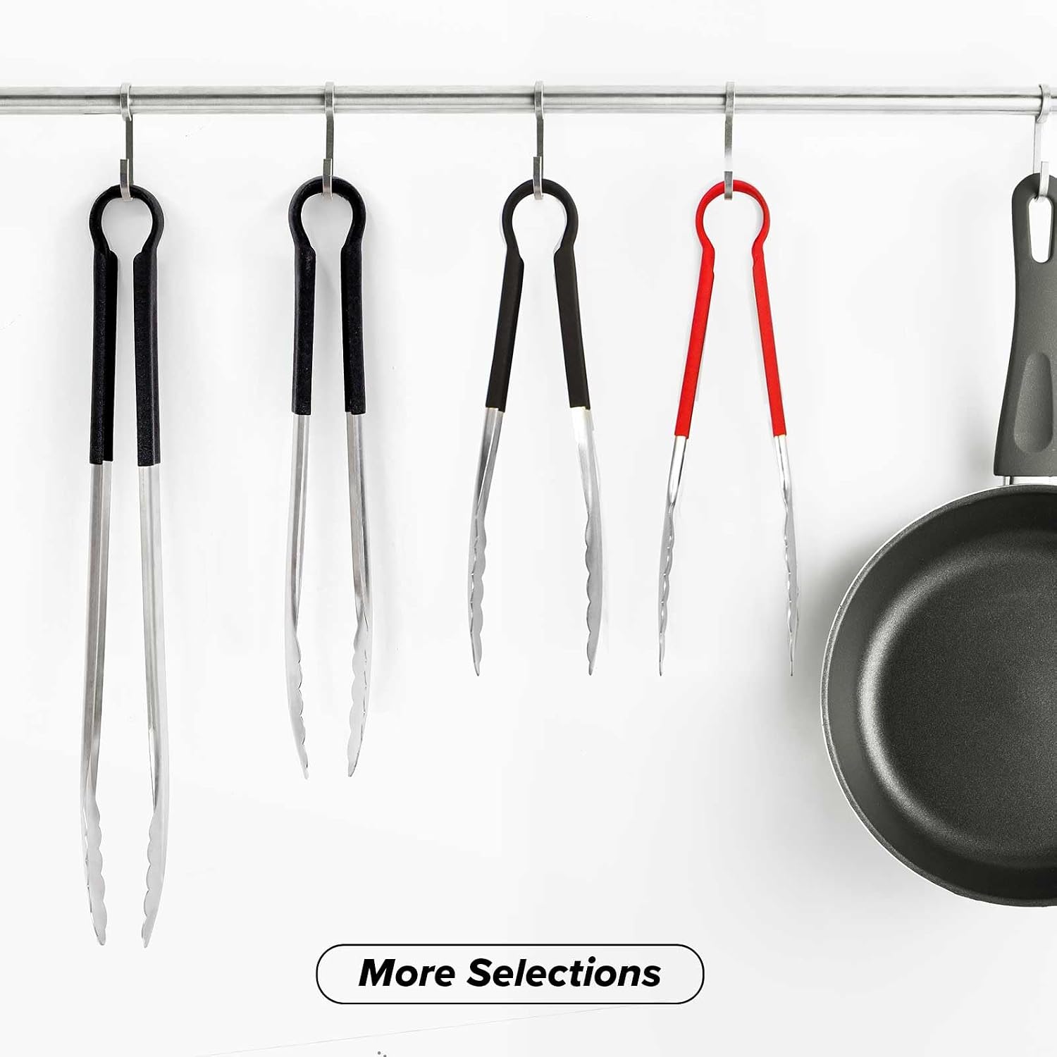 LZMS 4 Packs -16" Extra-large Size Black Atmospherei Stainless Steel Grill Tongs, Kitchen Tongs with Non-Slip Grip for Cooking,BBQ,Buffet Dinner