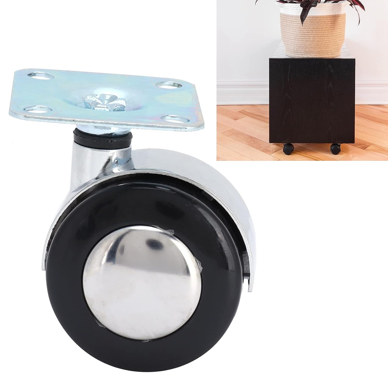 Plate Caster, 360° Rotation Swivel Caster Wheels for Furniture, Sofa, Cabinet, Ottoman, Bench, Pack of 1, Furniture Casters