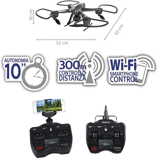 Drone Quadricottero Typhoon Camera HD 1Mp Controllo Wifi Tekk : Amazon.it:  Giochi e giocattoli