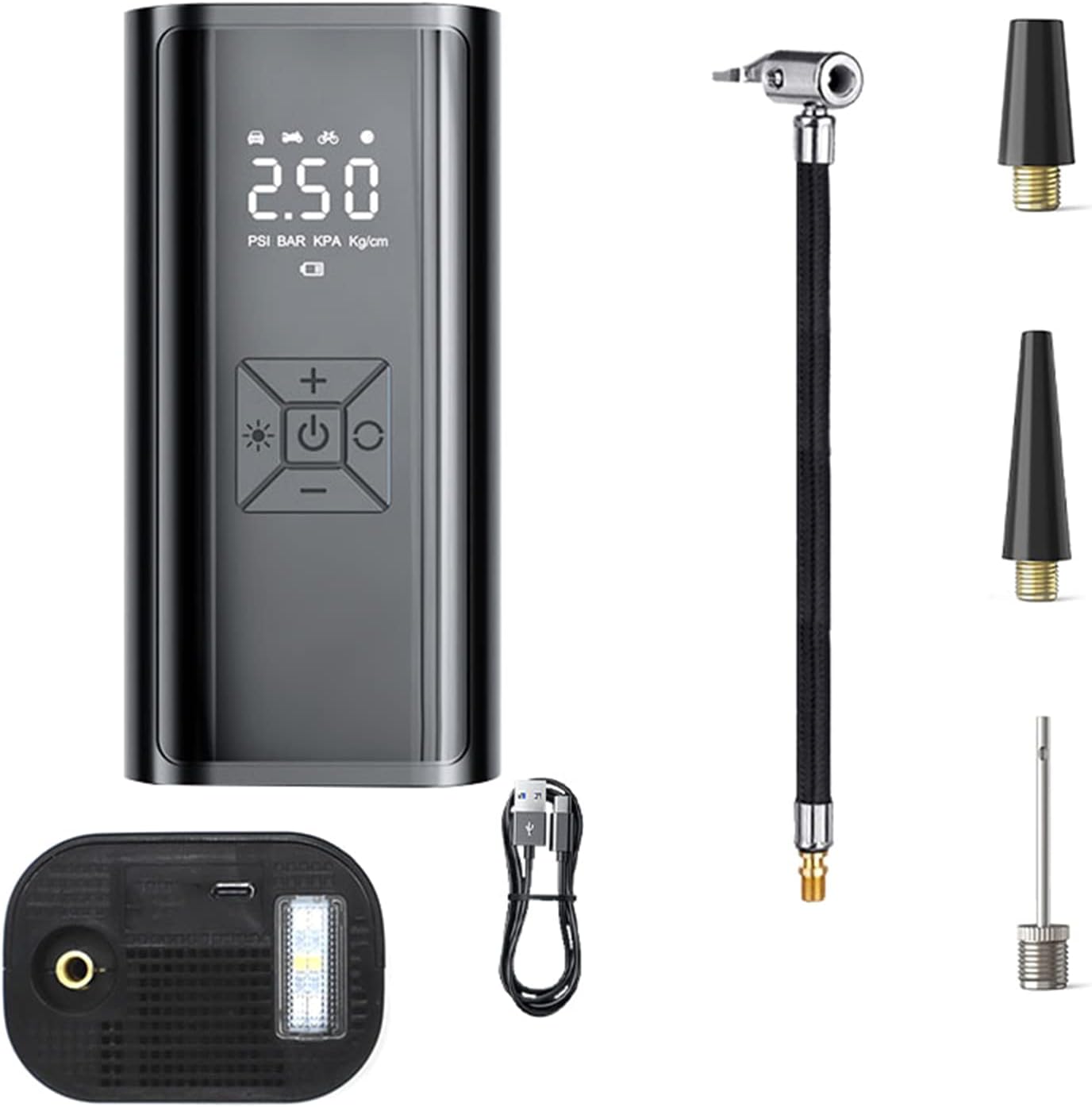 Car Air Compressor Mini-Portable Digital Electric Inflator Inflatable for Auto Motorbike Bicycle-Tire