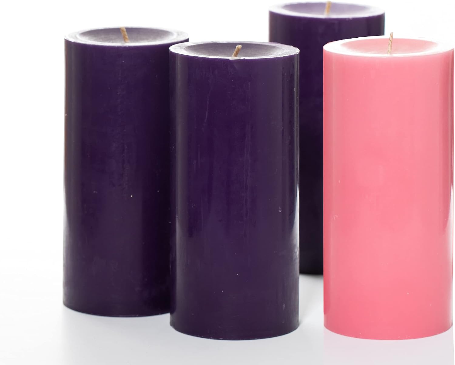 Richland Set of 4 Pillar Candles 3" x 6" Unscented Dripless for Weddings Home Holidays Relaxation Spa Church (Advent)