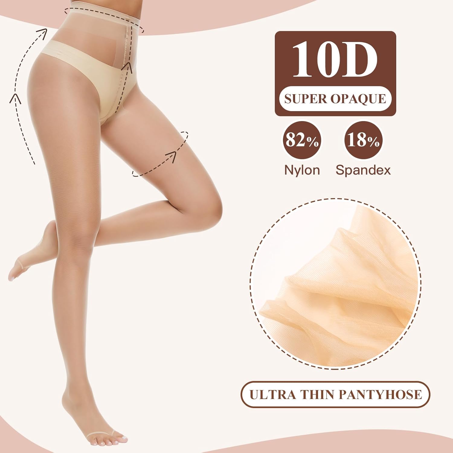 MANZI 3 Pairs Toeless Pantyhose Tights for Women Ultra Thin 10D Toe Open Control Top Pantyhose - Image 3