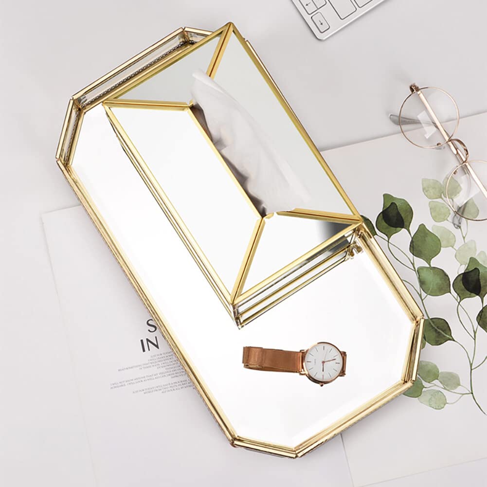 Porta fazzoletti, scatola rettangolare in vetro, scatola portaoggetti decorativa per tovaglioli, porta fazzoletti per il viso, per comò, bagno, camera da letto, casa, ufficio, bar