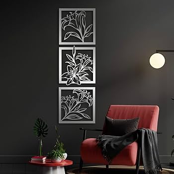Amazon.com: 3 Pcs Lily Flower Metal Wall Art, Metal Lily