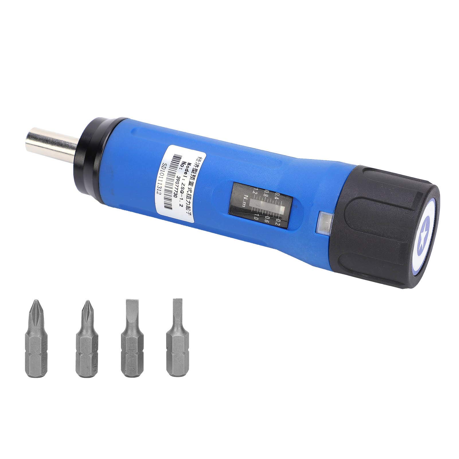 Destornillador Dinamométrico Preestablecido 0.2-1.2 Nm, Precisión ±6%, Incluye Puntas Recta y Cruzada, 156 mm, Escala de 0.02 Nm, para Electrónica y Reparación de Precisión
