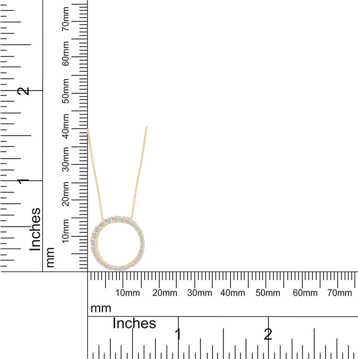 THE JEWEL ZONE 14K Gold Over Sterling Silver Circle Pendant Necklace | Solitaire Pendant Necklace | Eternity Circle Pendant | Dainty Natural Diamond Halo Choker Necklaces for Women (0.33 Ct)