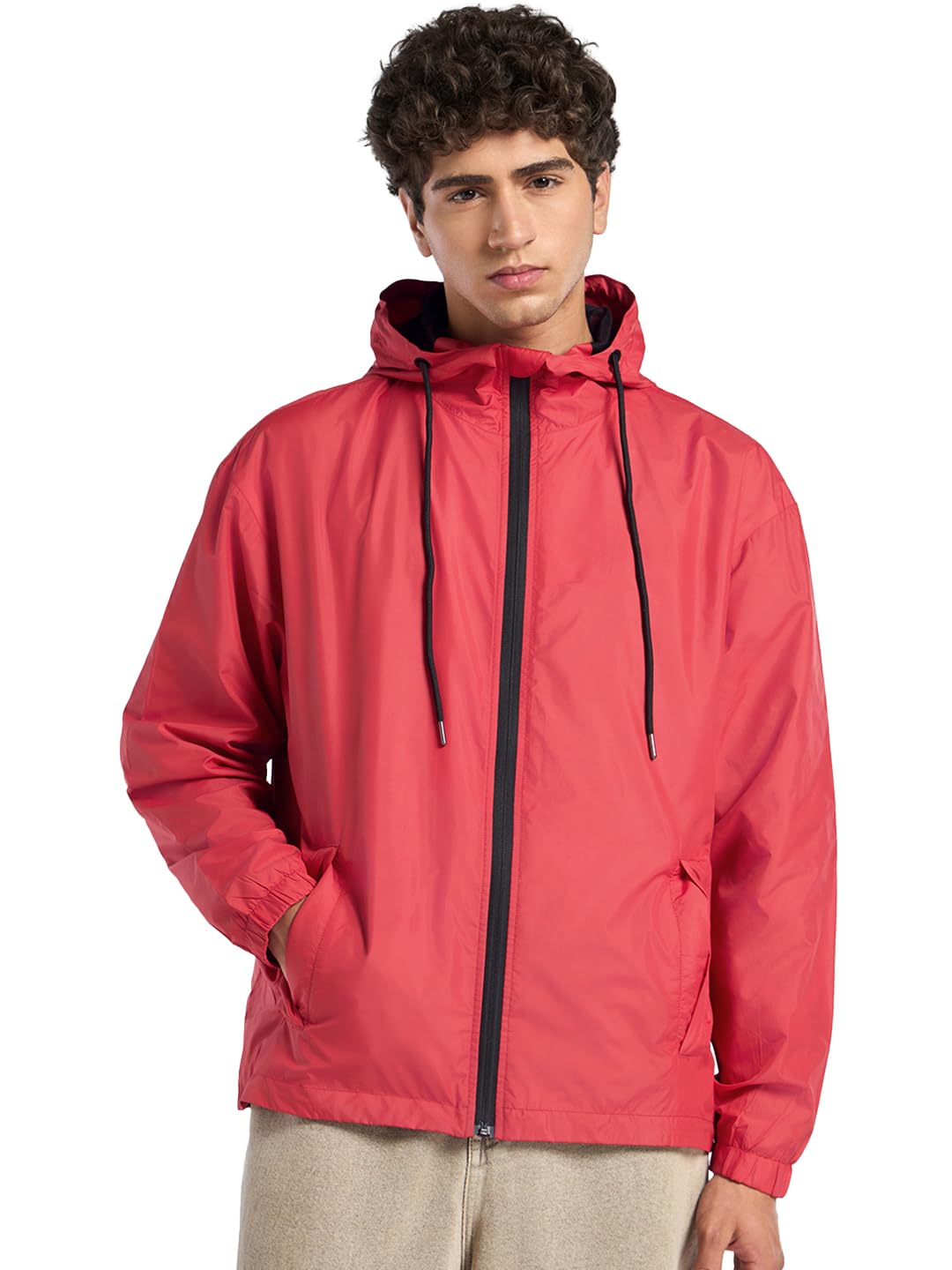 bewakoof Air 1.0 Men's Solid Oversized Fit Full Sleeve Hooded Nylon Jacket-picture-19