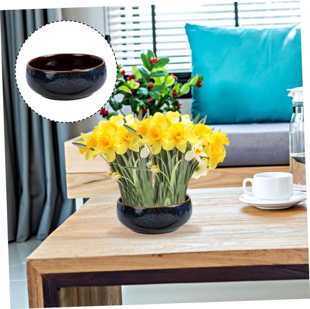 Fioriera in ceramica Fioriera Fioriera in ceramica Fioriera idroponica Vaso in ceramica per fiori Piante succulente Vaso in ceramica idroponica Narciso Vaso Zen-Large