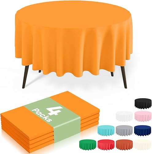 Miniatura 39 de misaya Paquete de 8 manteles desechables de plástico, mantel redondo impermeable de 84 pulgadas, a prueba de fugas y resistentes manteles
