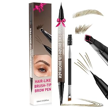 Ampltulastd Eyebrow, Ampltulastd 4d Brow Pen for Natural, 2-In-1 Eyeliner Dual-Ended Microblading Eyebrow Pencil, Hardpointing Achieve Perfect Brows Light Brown