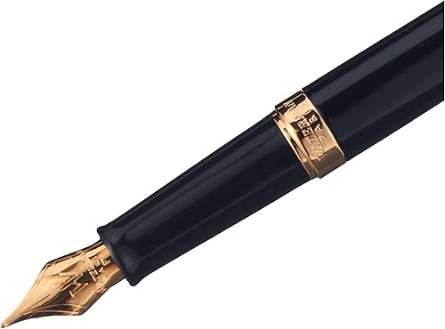 Vista 2 de Waterman - Pluma estilográfica negra con embellecedor dorado Hemisphere, Negro y Dorado