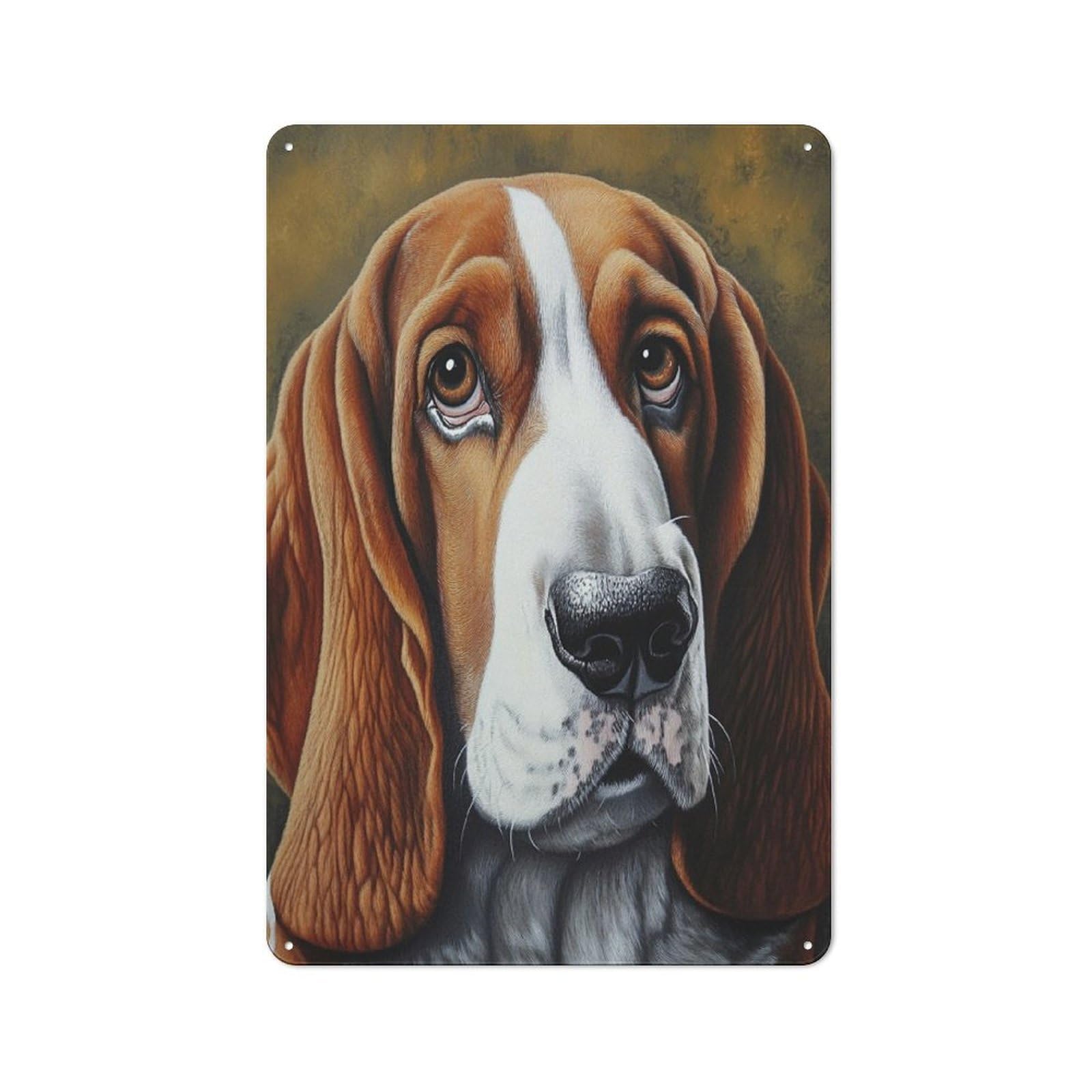 Jubonexis White Basset Hound Dog Tin Metal Signs Wall Art Decorations For Bar Pub Club Cafe Room Farmhouse 30X20cm