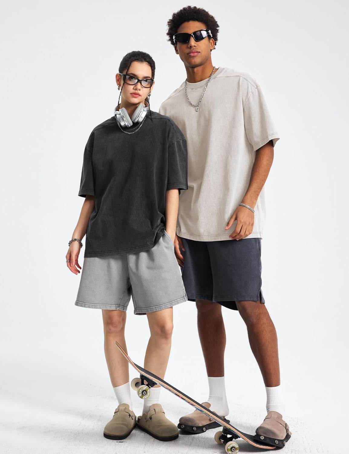 Gihuo 4 Pack Oversized Tshirts for Men Acid Wash T-Shirts Vintage Heavyweight Shirt Cotton Tees - Image 4