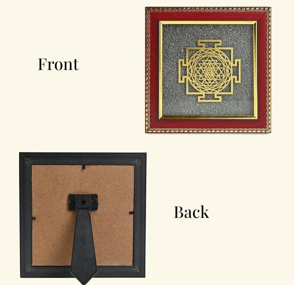Pyrite Stone Frame Shree Yantra to Attract Money, Protection and Chakra Healing - Wall Decor Items for Living Room Wooden Photo Frame with Original Peru Pyrite Dust for Money Success WITH CERTIFICATE
