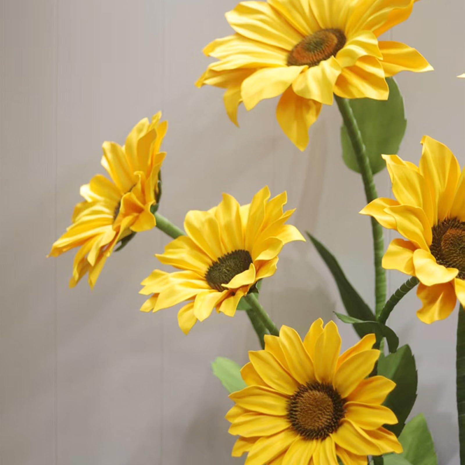 6er Set Künstliche Blumen zur Dekoration Große Sonnenblumen mit Biegsamen Stielen & Stabilen Basen für Hochzeitshintergrund, Gartenparty, Schaufenster