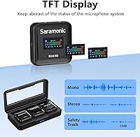 Vista 4 de Saramonic Blink M2 - Micrófono inalámbrico Lavalier para cámaras, grabación integrada, rango de 656 pies, duración de la batería de 12 horas