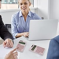 Vista 7 de Calculadora rosa, calculadora pequeña, suministros escolares, mini calculadoras solares lindas de 4 funciones, calculadoras básicas para suministros